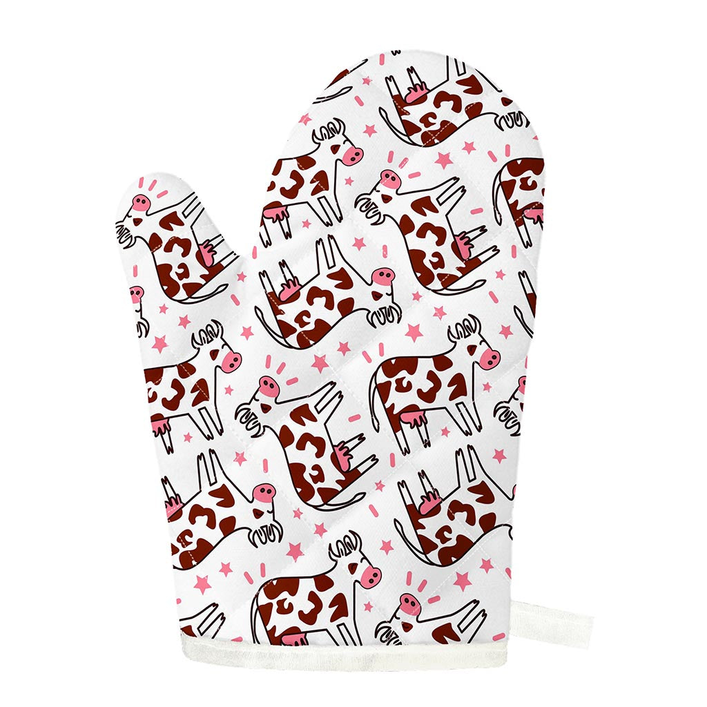 Cartoon Happy Dairy Cow Pattern Print Single Oven Mitt