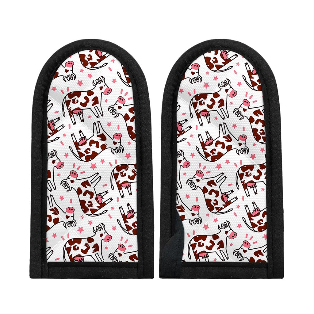 Cartoon Happy Dairy Cow Pattern Print Skillet Handle Cover
