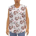 Cartoon Happy Dairy Cow Pattern Print Sleeveless Baseball Jersey