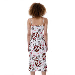 Cartoon Happy Dairy Cow Pattern Print Slim Fit Midi Cami Dress