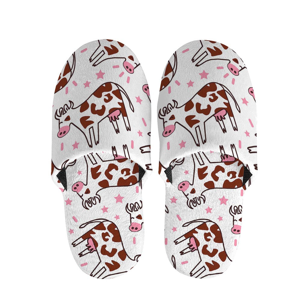 Cartoon Happy Dairy Cow Pattern Print Slippers