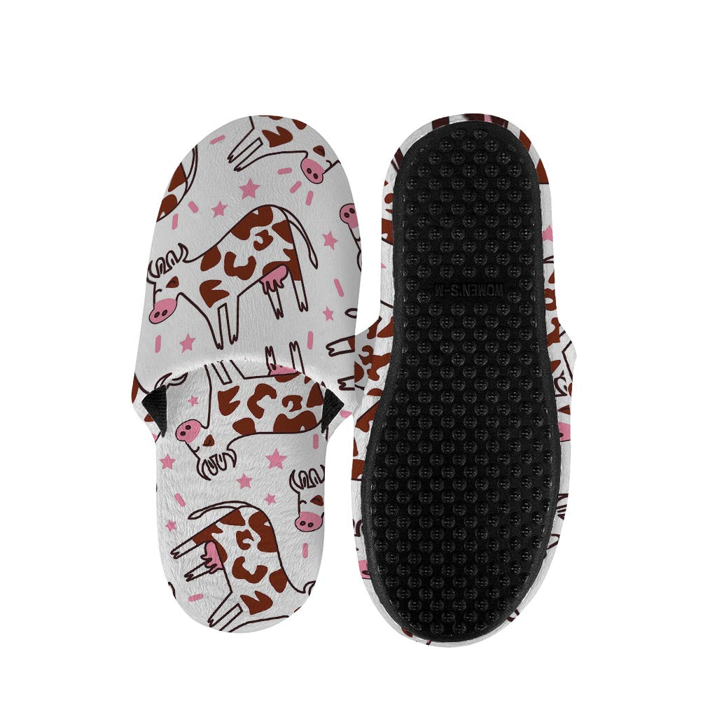Cartoon Happy Dairy Cow Pattern Print Slippers