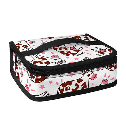 Cartoon Happy Dairy Cow Pattern Print Small Lunch Bag