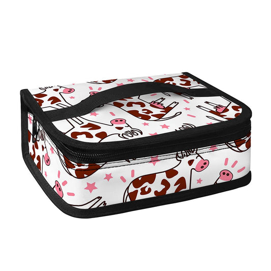 Cartoon Happy Dairy Cow Pattern Print Small Lunch Bag