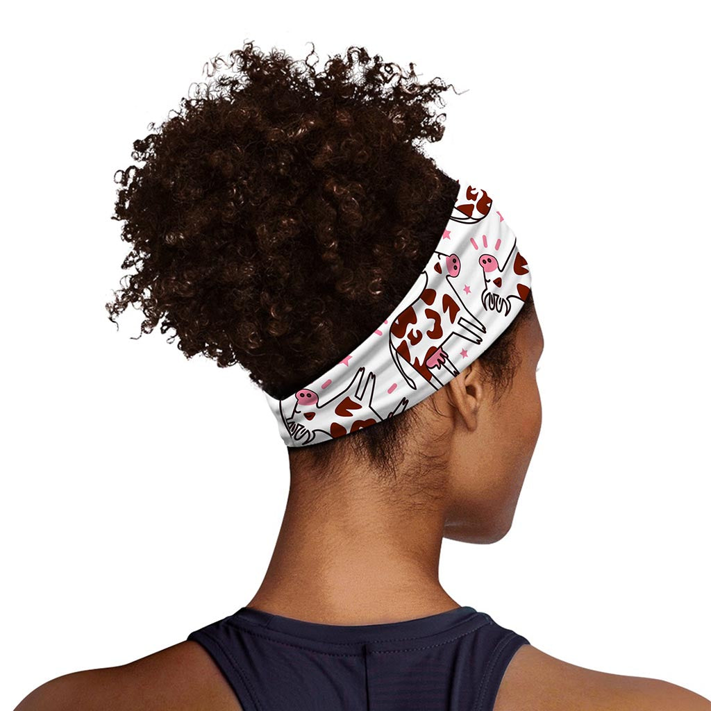 Cartoon Happy Dairy Cow Pattern Print Sports Headband