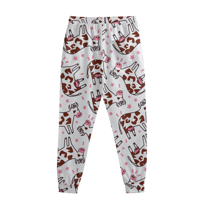 Cartoon Happy Dairy Cow Pattern Print Sweatpants
