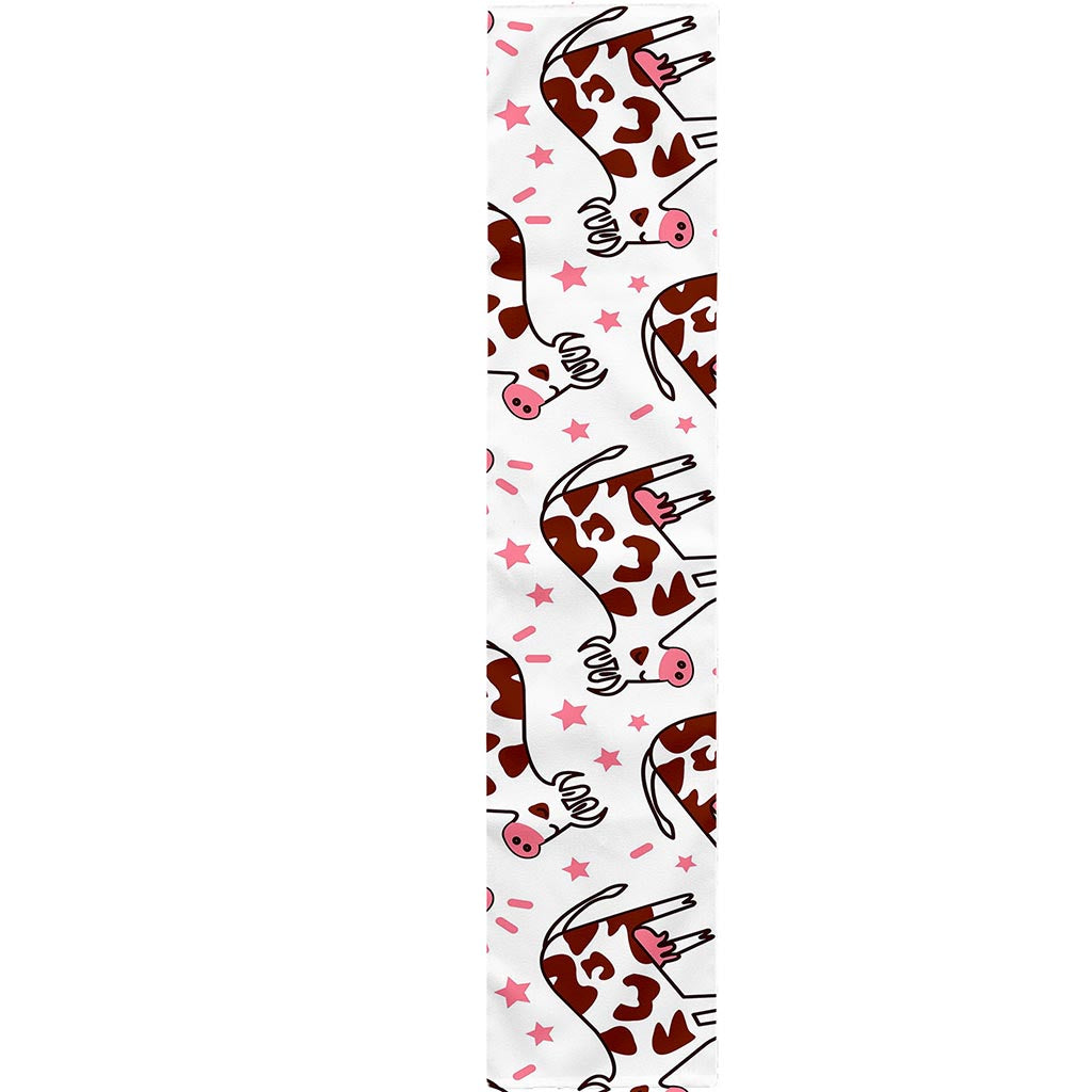 Cartoon Happy Dairy Cow Pattern Print Table Runner