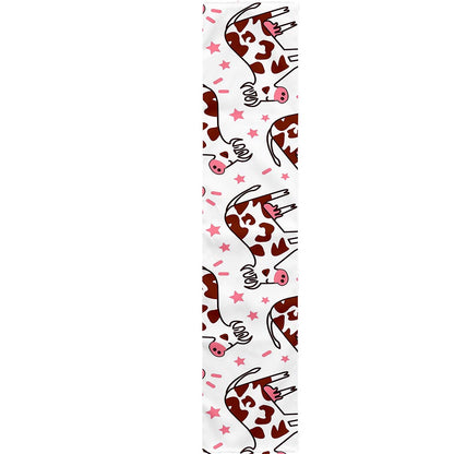 Cartoon Happy Dairy Cow Pattern Print Table Runner
