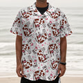 Cartoon Happy Dairy Cow Pattern Print Textured Short Sleeve Shirt