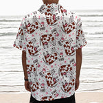 Cartoon Happy Dairy Cow Pattern Print Textured Short Sleeve Shirt