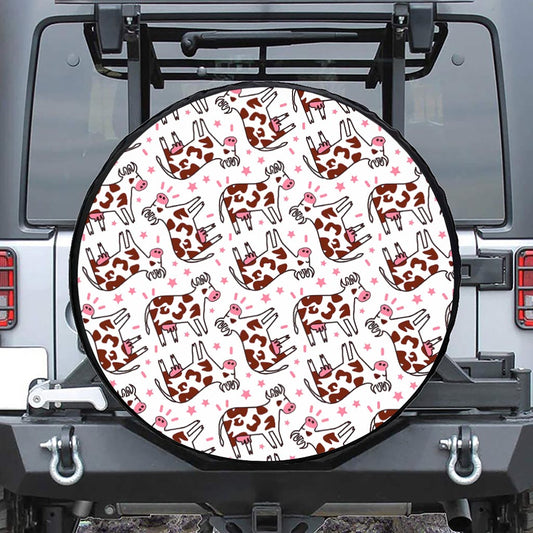 Cartoon Happy Dairy Cow Pattern Print Tire Cover