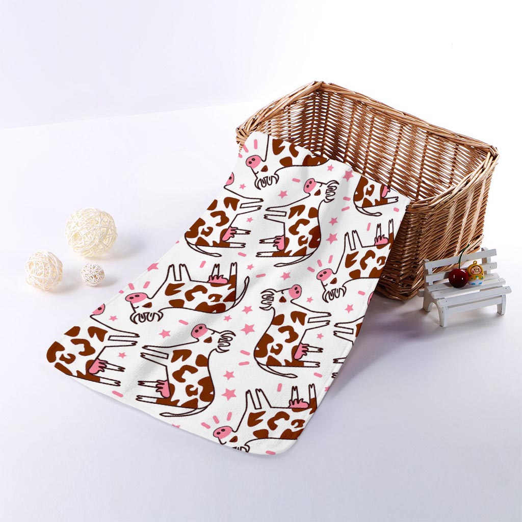 Cartoon Happy Dairy Cow Pattern Print Towel