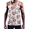 Cartoon Happy Dairy Cow Pattern Print Men's Workout Tank Top