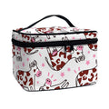 Cartoon Happy Dairy Cow Pattern Print Travel Makeup Bag