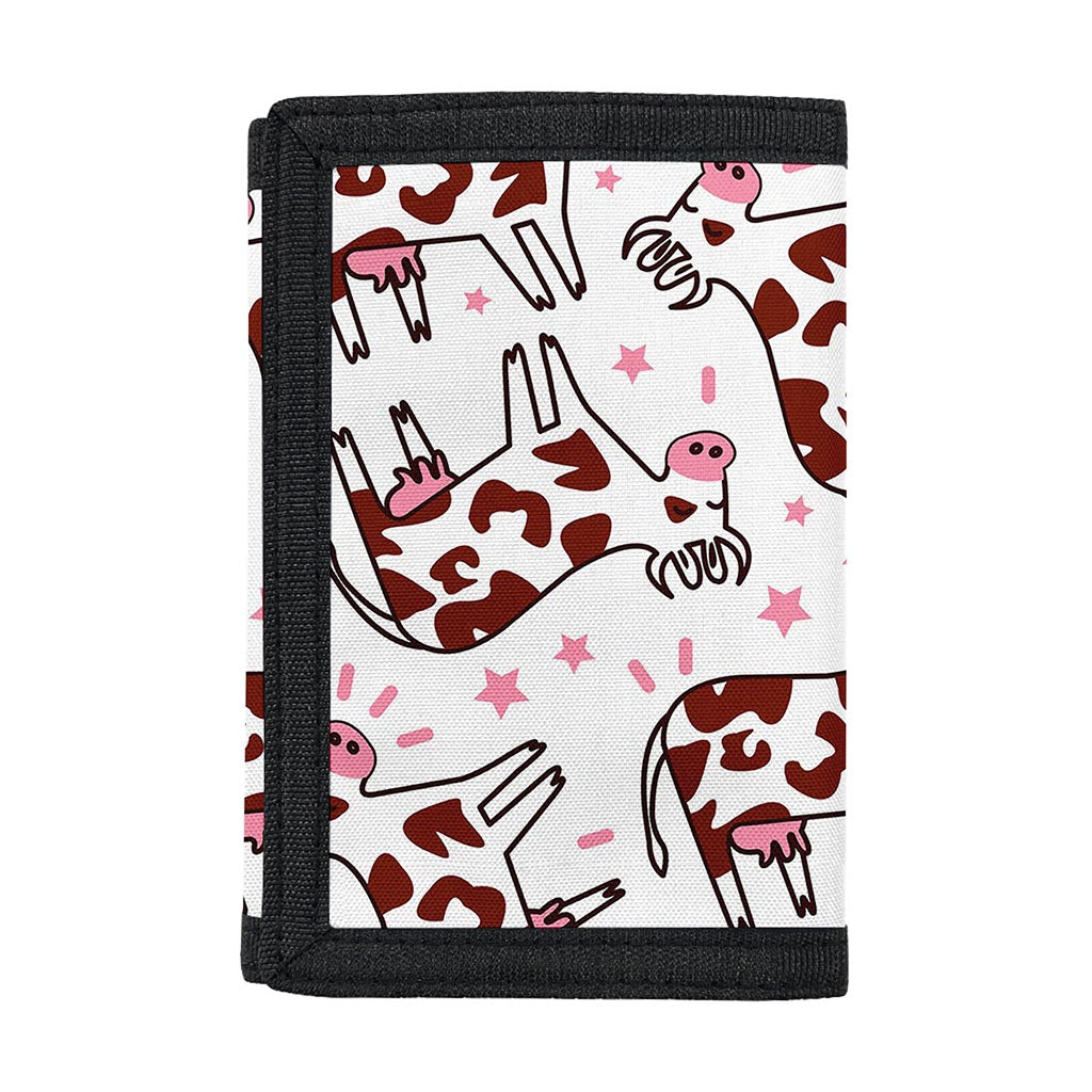 Cartoon Happy Dairy Cow Pattern Print Trifold Wallet