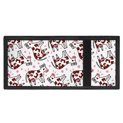 Cartoon Happy Dairy Cow Pattern Print Trifold Wallet