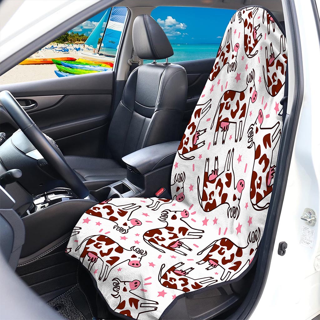 Cartoon Happy Dairy Cow Pattern Print Waterproof Car Seat Cover