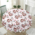 Cartoon Happy Dairy Cow Pattern Print Waterproof Round Tablecloth