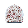 Cartoon Happy Dairy Cow Pattern Print White Mesh Trucker Hat