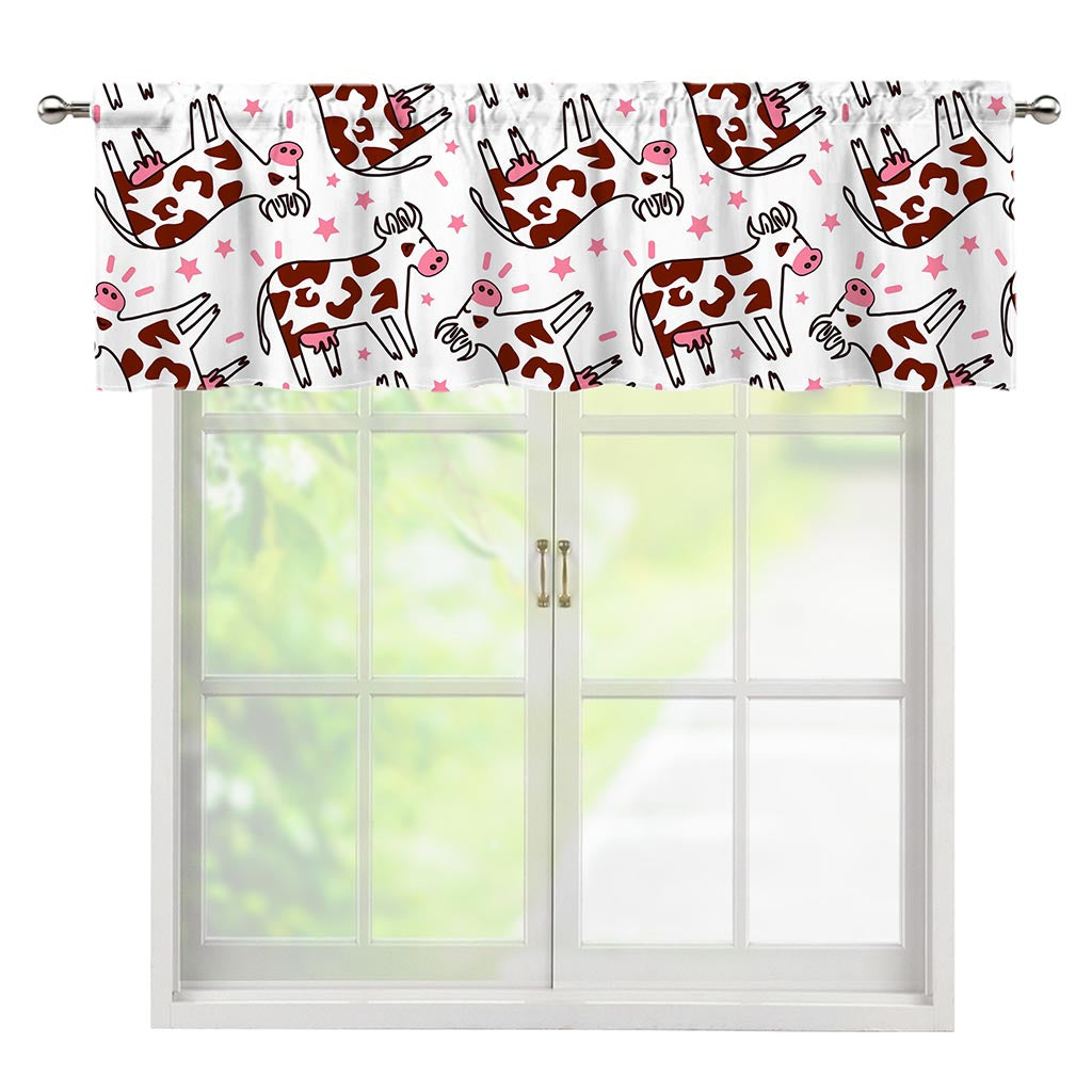 Cartoon Happy Dairy Cow Pattern Print Window Valance