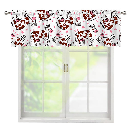 Cartoon Happy Dairy Cow Pattern Print Window Valance