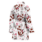 Cartoon Happy Dairy Cow Pattern Print Women's Bathrobe