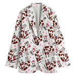 Cartoon Happy Dairy Cow Pattern Print Women's Blazer