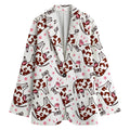 Cartoon Happy Dairy Cow Pattern Print Women's Cotton Blazer