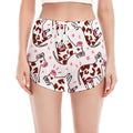 Cartoon Happy Dairy Cow Pattern Print Women's Split Running Shorts