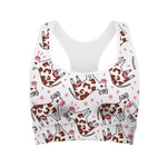 Cartoon Happy Dairy Cow Pattern Print Women's Sports Bra