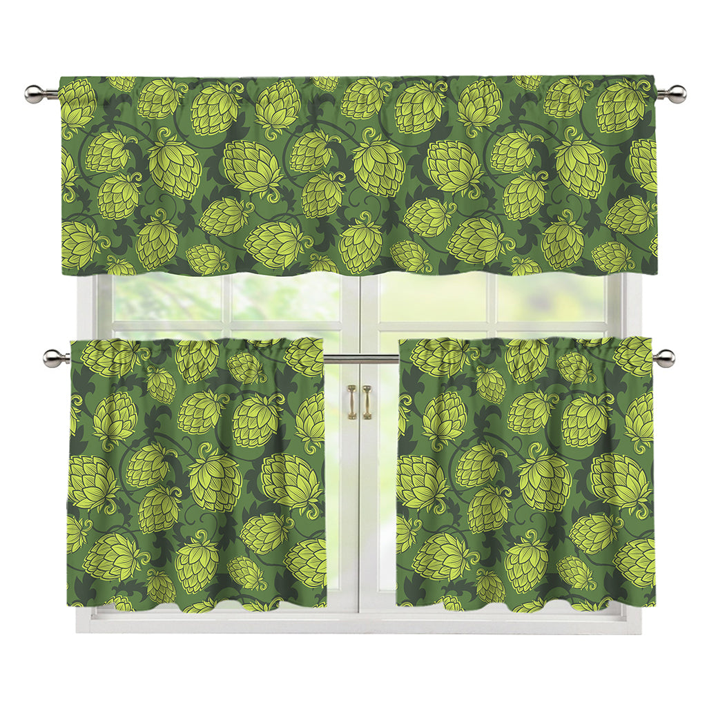 Cartoon Hop Cone Pattern Print 3 Piece Kitchen Curtains