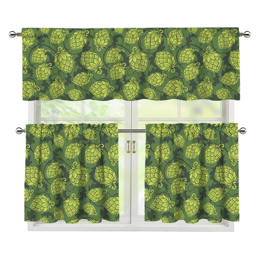 Cartoon Hop Cone Pattern Print 3 Piece Kitchen Curtains