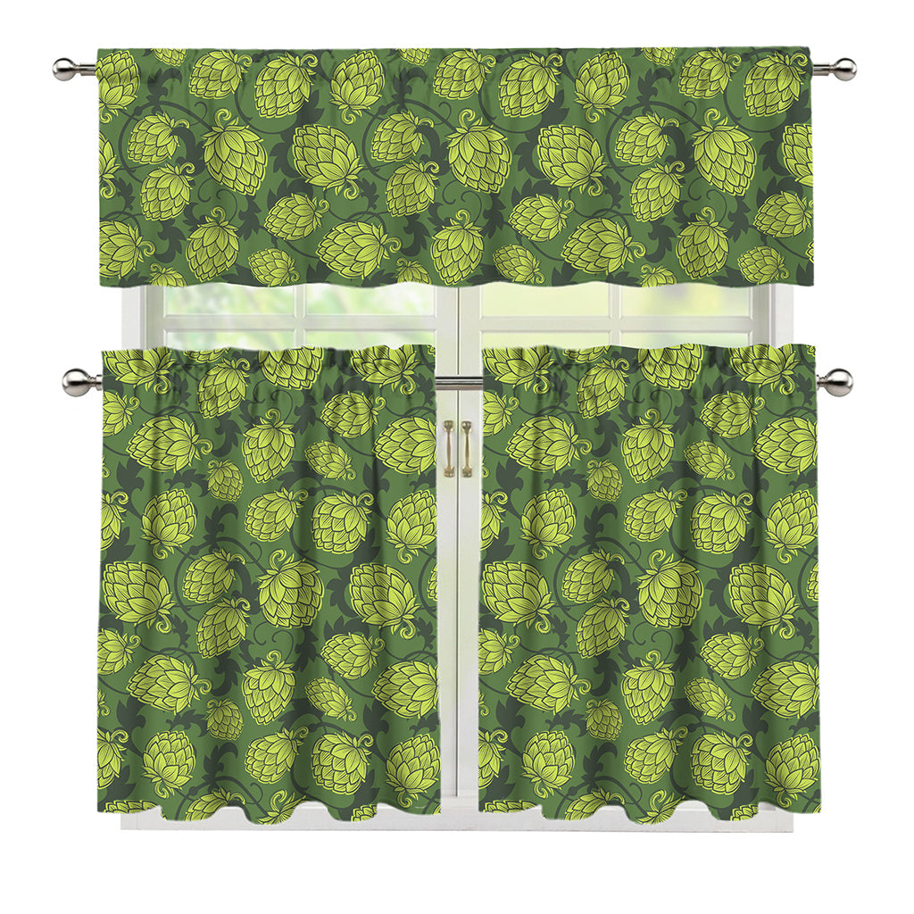 Cartoon Hop Cone Pattern Print 3 Piece Kitchen Curtains