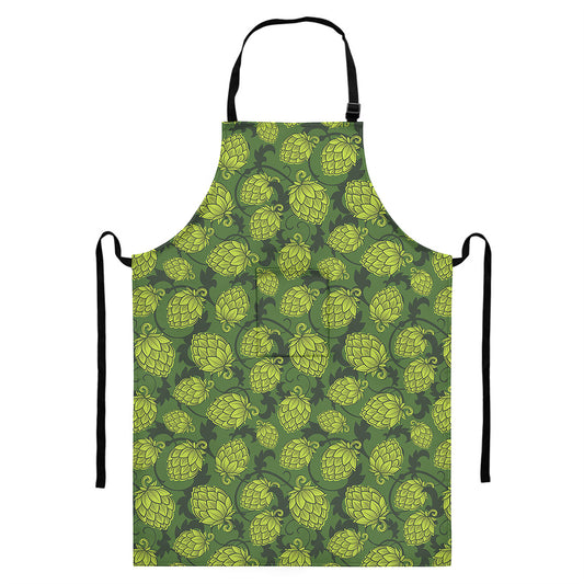 Cartoon Hop Cone Pattern Print Bib Apron With Pocket