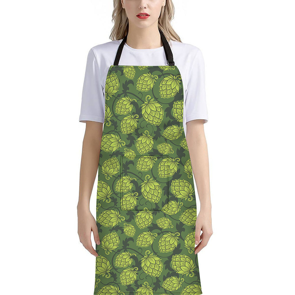 Cartoon Hop Cone Pattern Print Bib Apron With Pocket