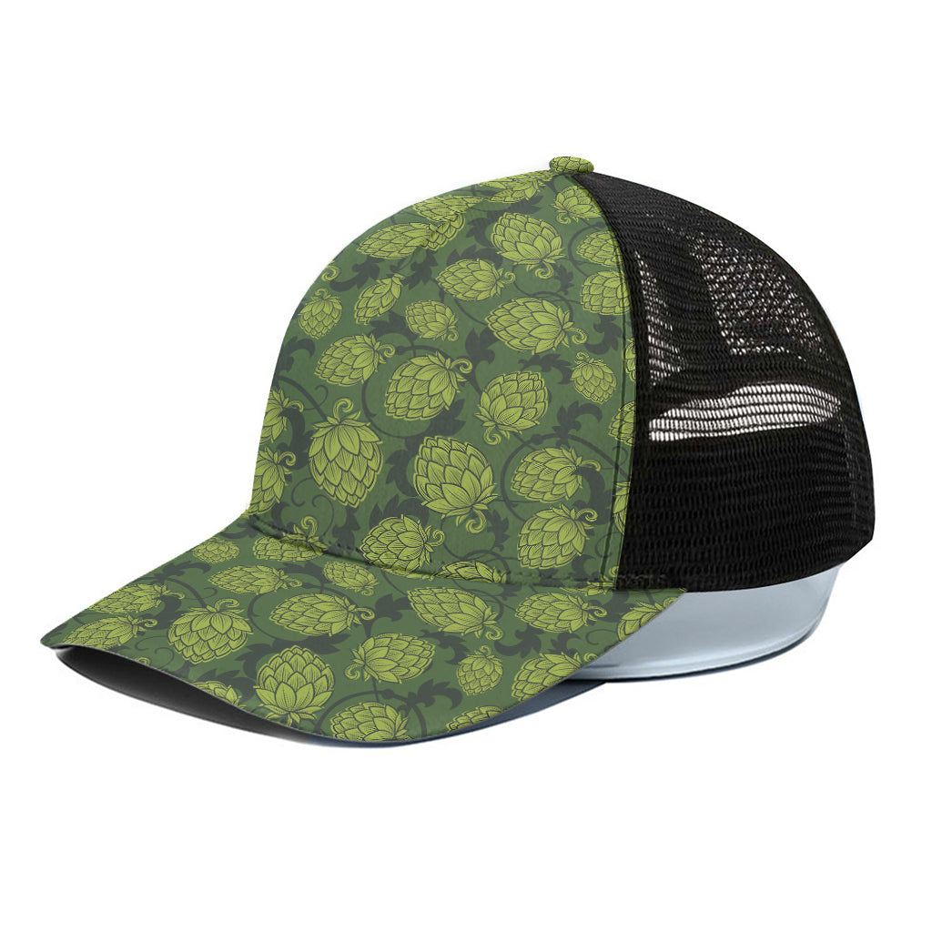 Cartoon Hop Cone Pattern Print Black Mesh Trucker Cap