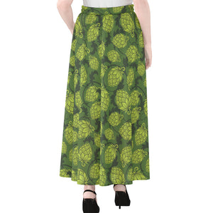 Cartoon Hop Cone Pattern Print Chiffon Maxi Skirt