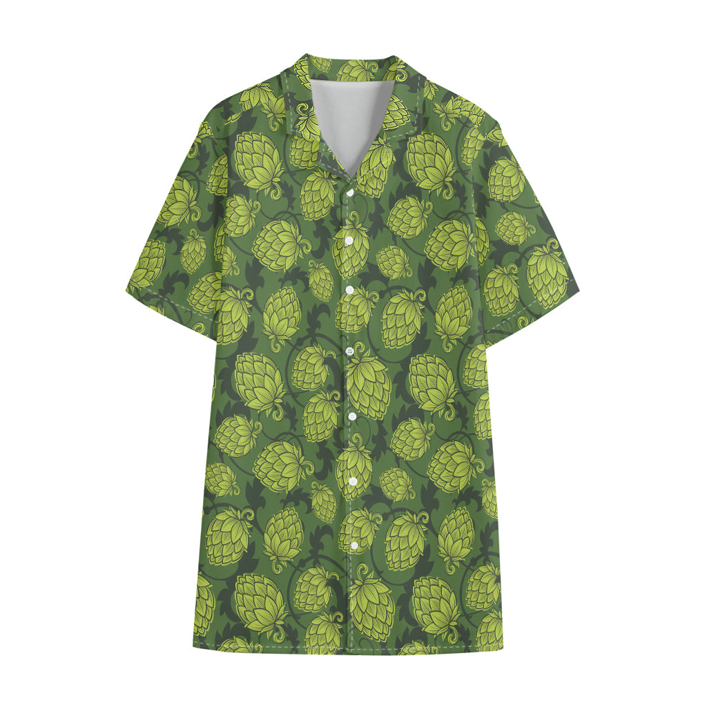 Cartoon Hop Cone Pattern Print Cotton Hawaiian Shirt