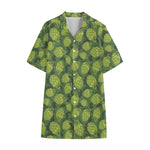 Cartoon Hop Cone Pattern Print Cotton Hawaiian Shirt