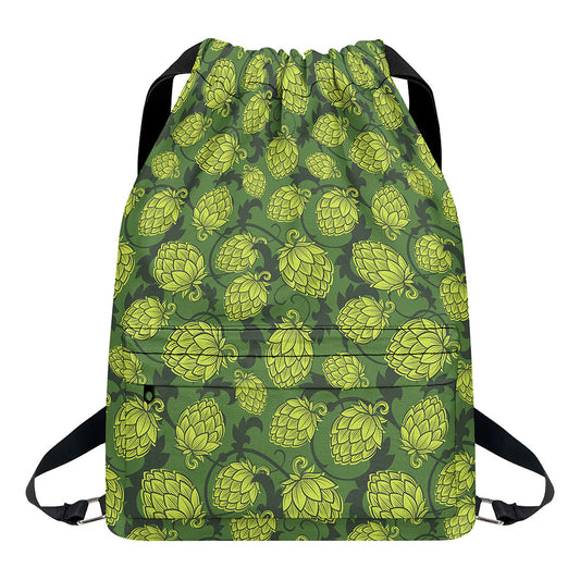 Cartoon Hop Cone Pattern Print Drawstring Backpack