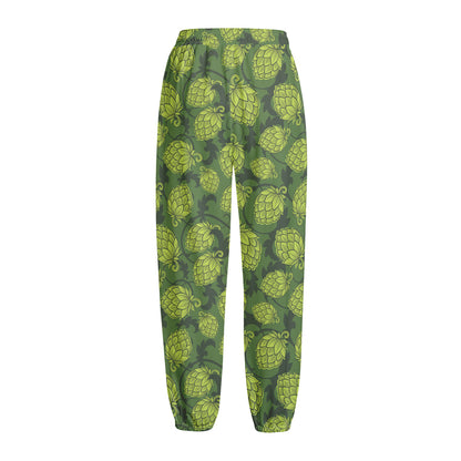 Cartoon Hop Cone Pattern Print Fleece Lined Knit Pants