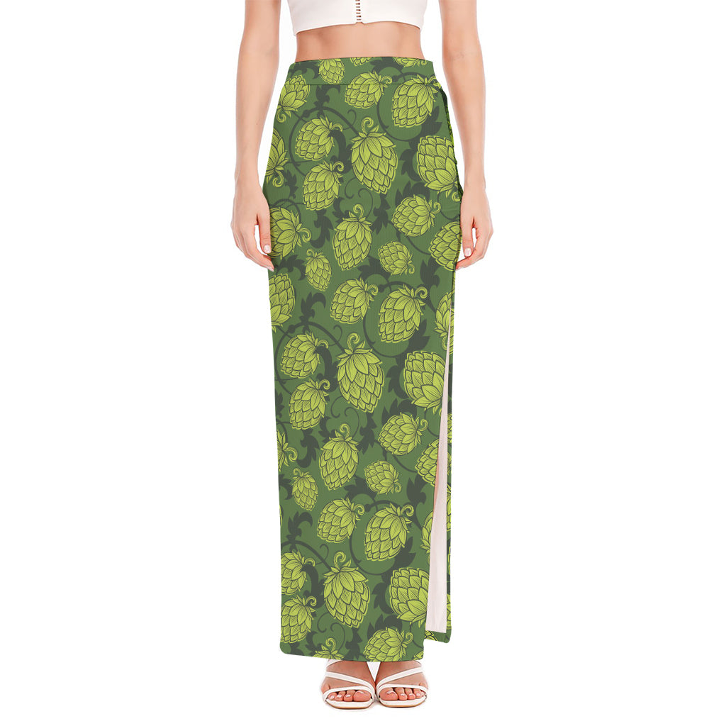 Cartoon Hop Cone Pattern Print High Slit Maxi Skirt