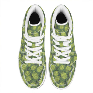 Cartoon Hop Cone Pattern Print High Top Leather Sneakers