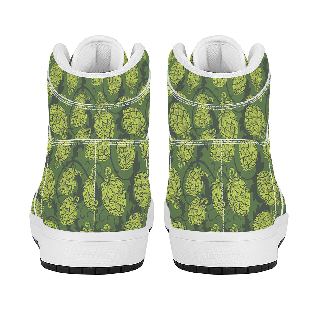 Cartoon Hop Cone Pattern Print High Top Leather Sneakers