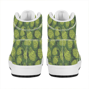 Cartoon Hop Cone Pattern Print High Top Leather Sneakers