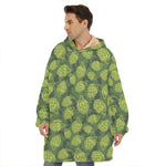 Cartoon Hop Cone Pattern Print Hoodie Blanket