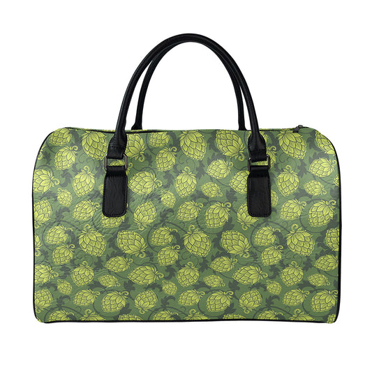 Cartoon Hop Cone Pattern Print Leather Duffle Bag