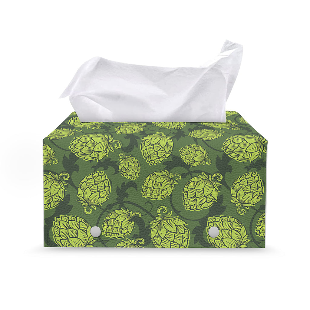Cartoon Hop Cone Pattern Print Leather Tissue Box Cover