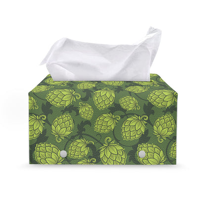 Cartoon Hop Cone Pattern Print Leather Tissue Box Cover