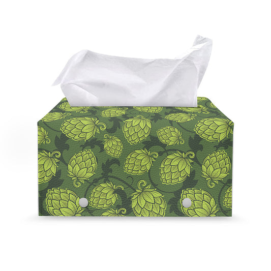 Cartoon Hop Cone Pattern Print Leather Tissue Box Cover